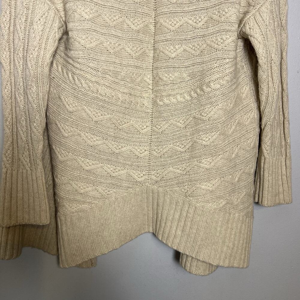 Max Studio Womens Wool Alpaca Blend Cable Knit Open Front Cardigan Beige Sz S - Picture 15 of 16